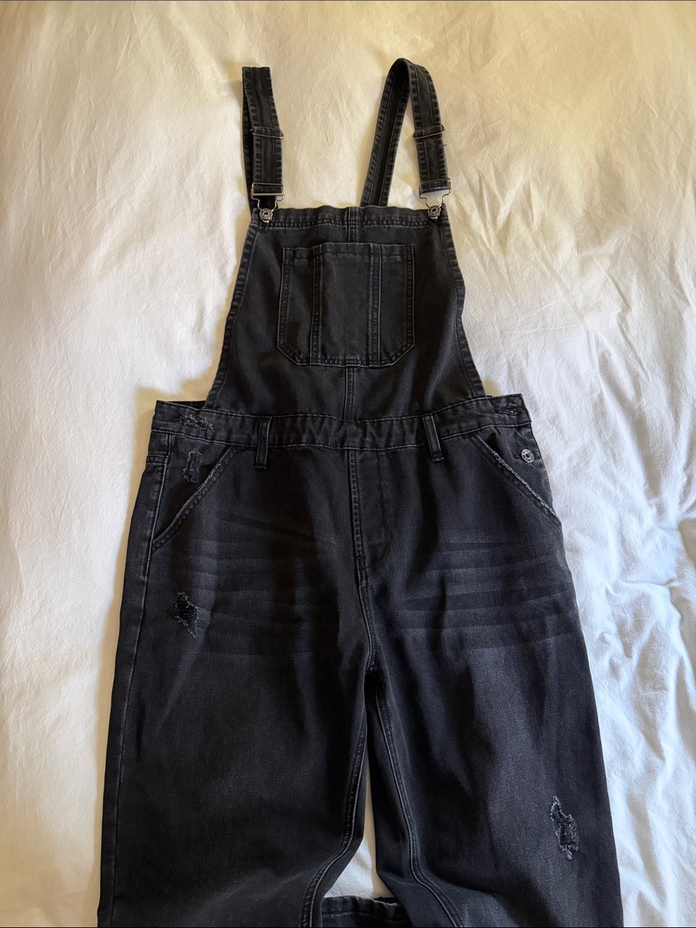 Women's Black Denim Overalls with Adjustable Straps